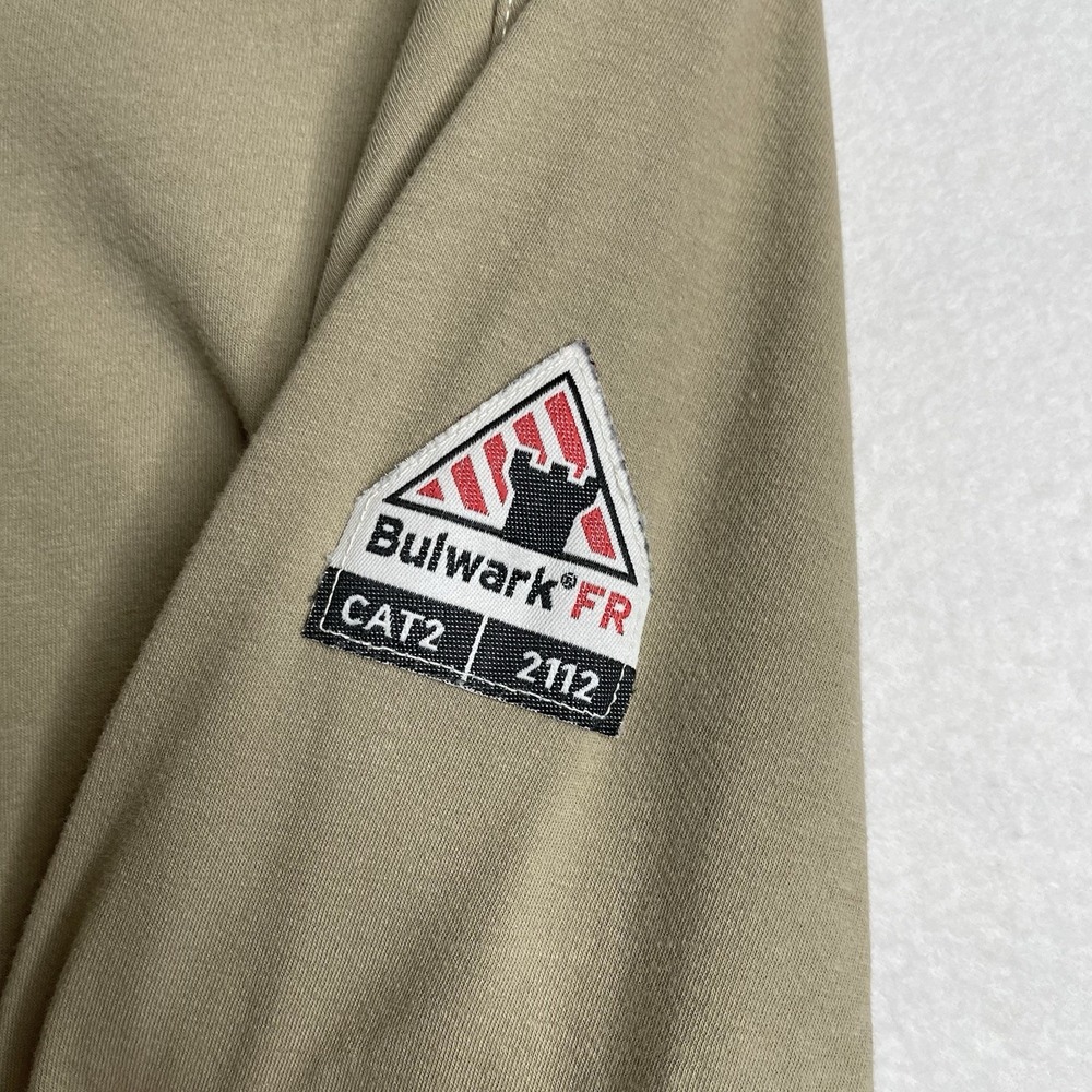 Bulwark FR Work Crewneck Sweatshirt Mens L Reg Beige Flame Resistant Cat 2 2112 - Picture 2 of 11